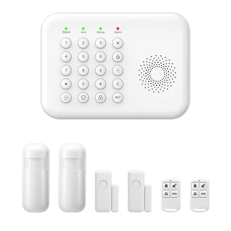 PGST 4G WiFi Home Burglar Anti Theft Security Alarm Complete Kit Works with Tuya Works with Smart Life Smart App Remote Control Wireless Sensor Combination Standby Power Backup Alarm System Apartment Villa Store Warehouse Eur
