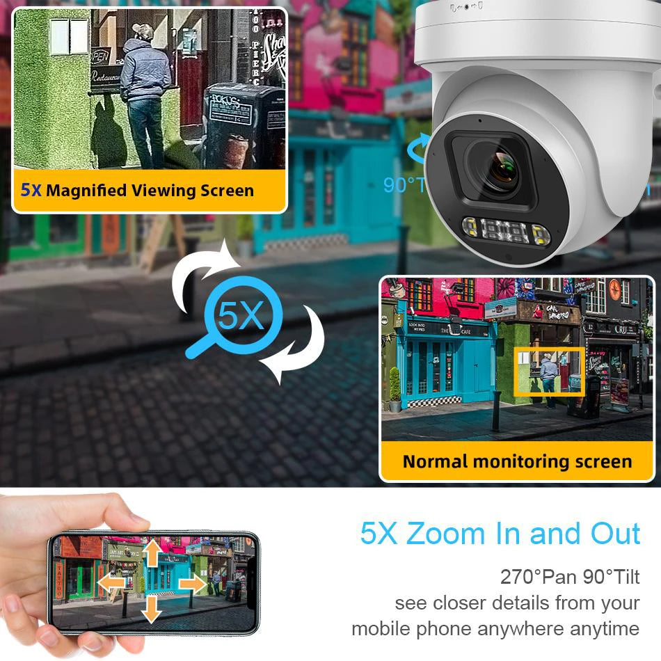 8MP ColorVu PTZ IP Camera 5X Zoom Hybrid Light 2-way Audio SD Card slot Network CCTV Camera Hikvision Compatible 