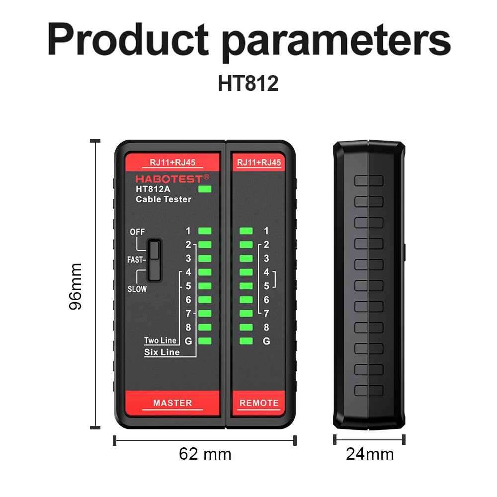 HT812A RJ45 and RJ11 Cable Tester