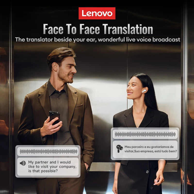 Lenovo LP49 AI Translation Headphones Wireless Bluetooth 5.4 Noise Reduction HD Call Earbuds Office Travel Real Time Translation 