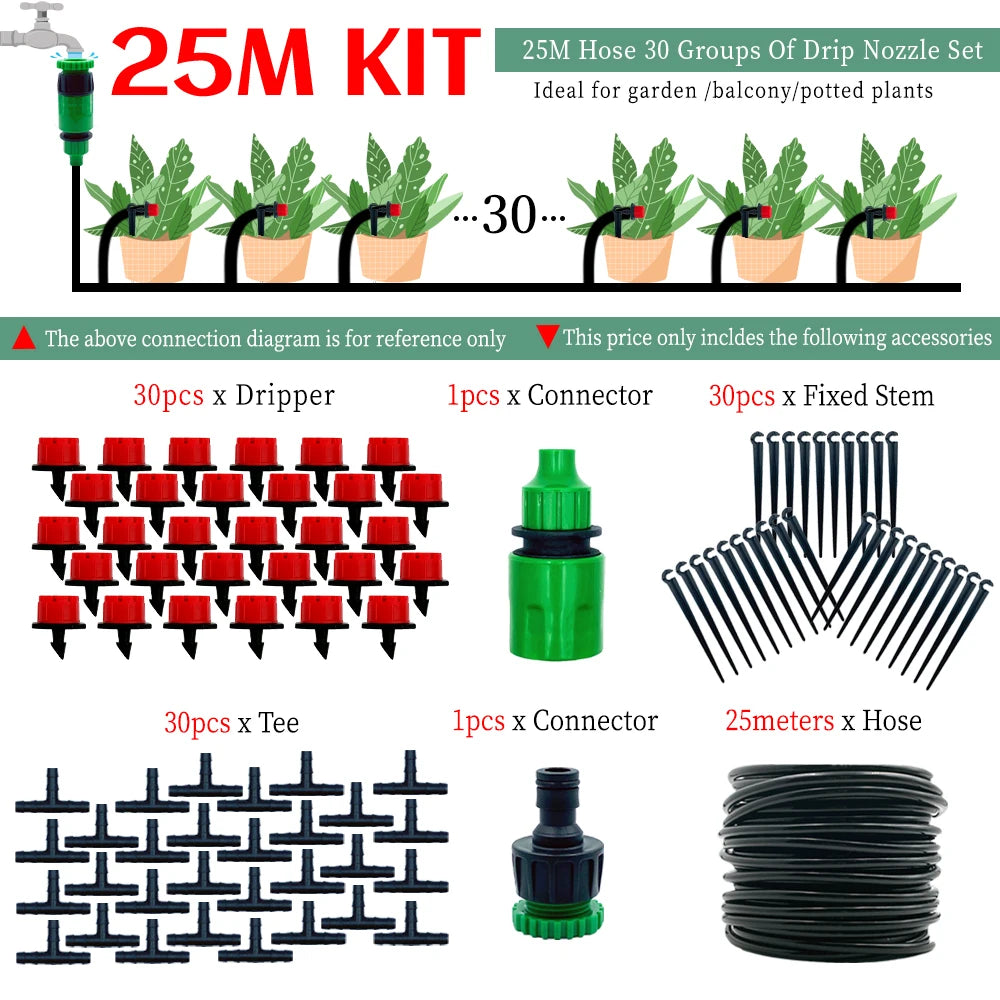 DIY Drip Irrigation Kit with Adjustable Heads, 10–30 m