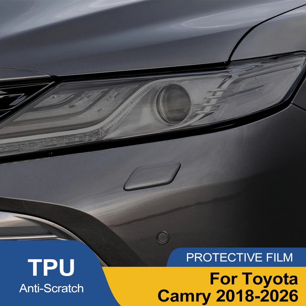 Car Headlight Protective Film For Toyota Camry XV80 XV70 2018-2026 Smoke Black Pre Cut Anti-Scratch High-Gloss Vinyl Wrap Film