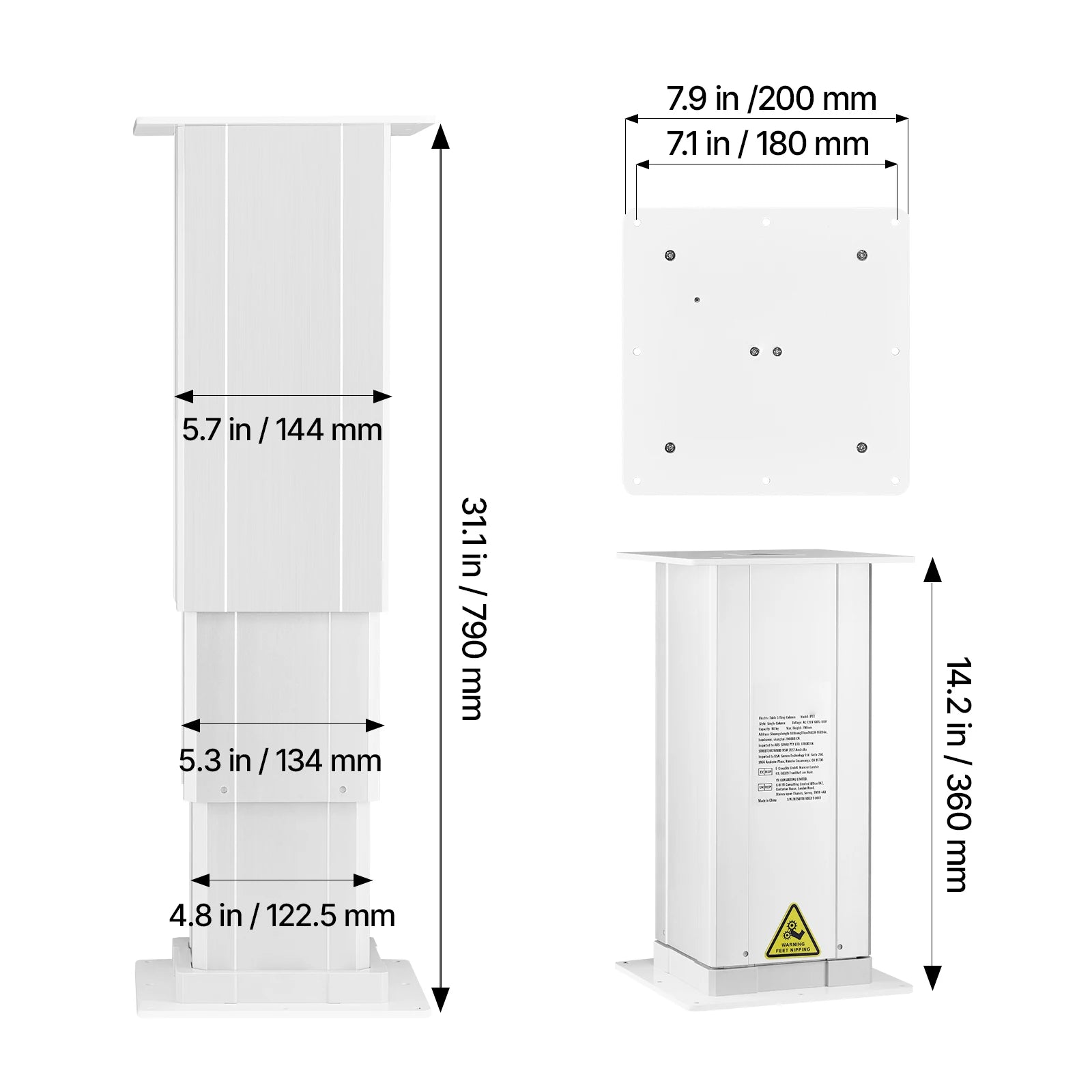 Elektrický zdvíhací stĺpový systém 80 kg nastaviteľný 36–79 cm