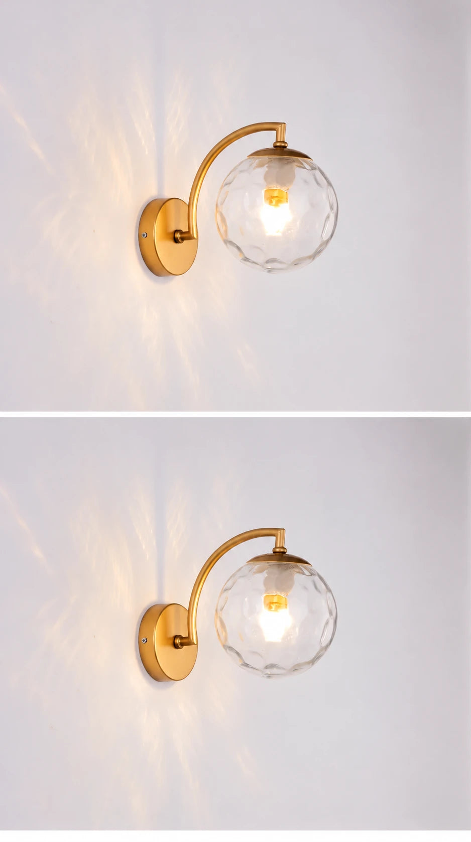 Glazen bolvormige wandlamp in zwart of goud