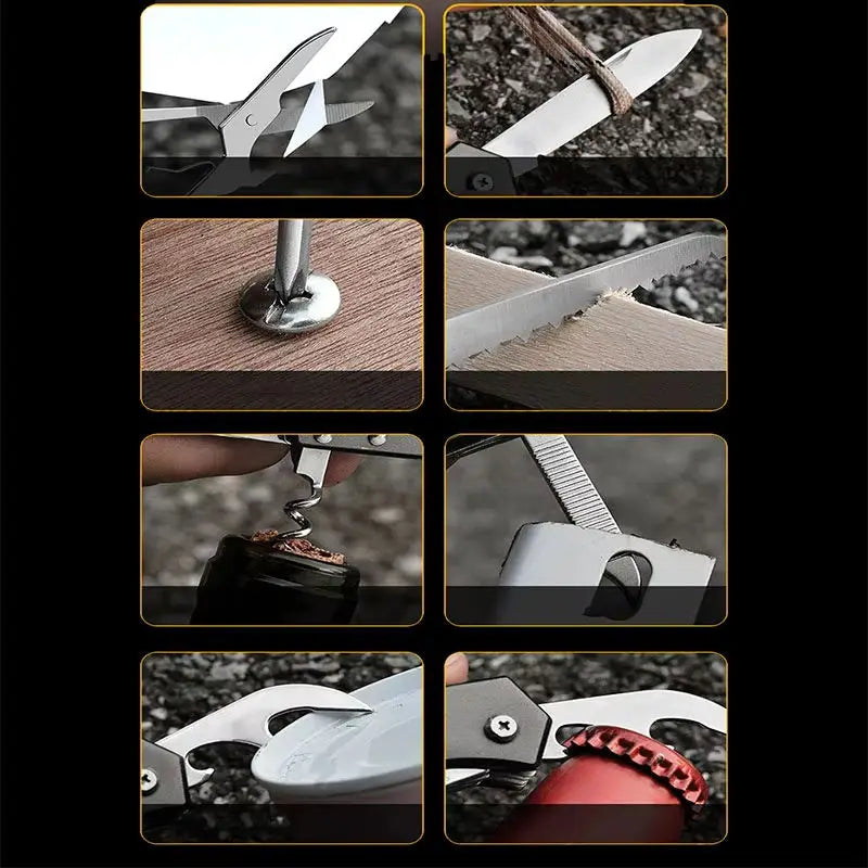 Outdoor Multitool Folding Swiss Knife Camp EDC Knife Portable Scissors Bottle Opener Military Fold Pocket Knife Protect Tool 