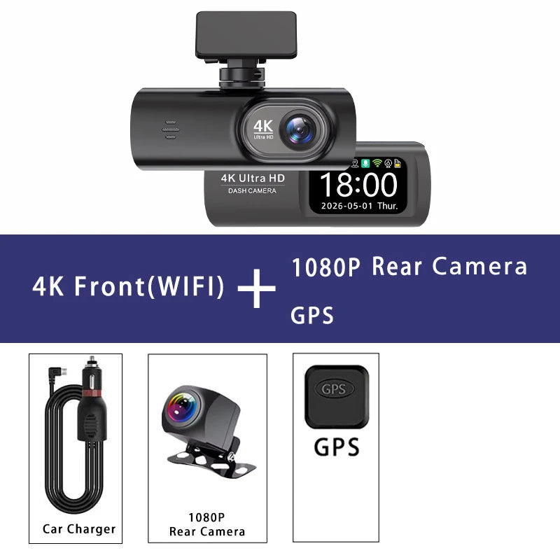 CR21 4K Wi-Fi Dash Camera, Rear Camera and GPS Kit Options