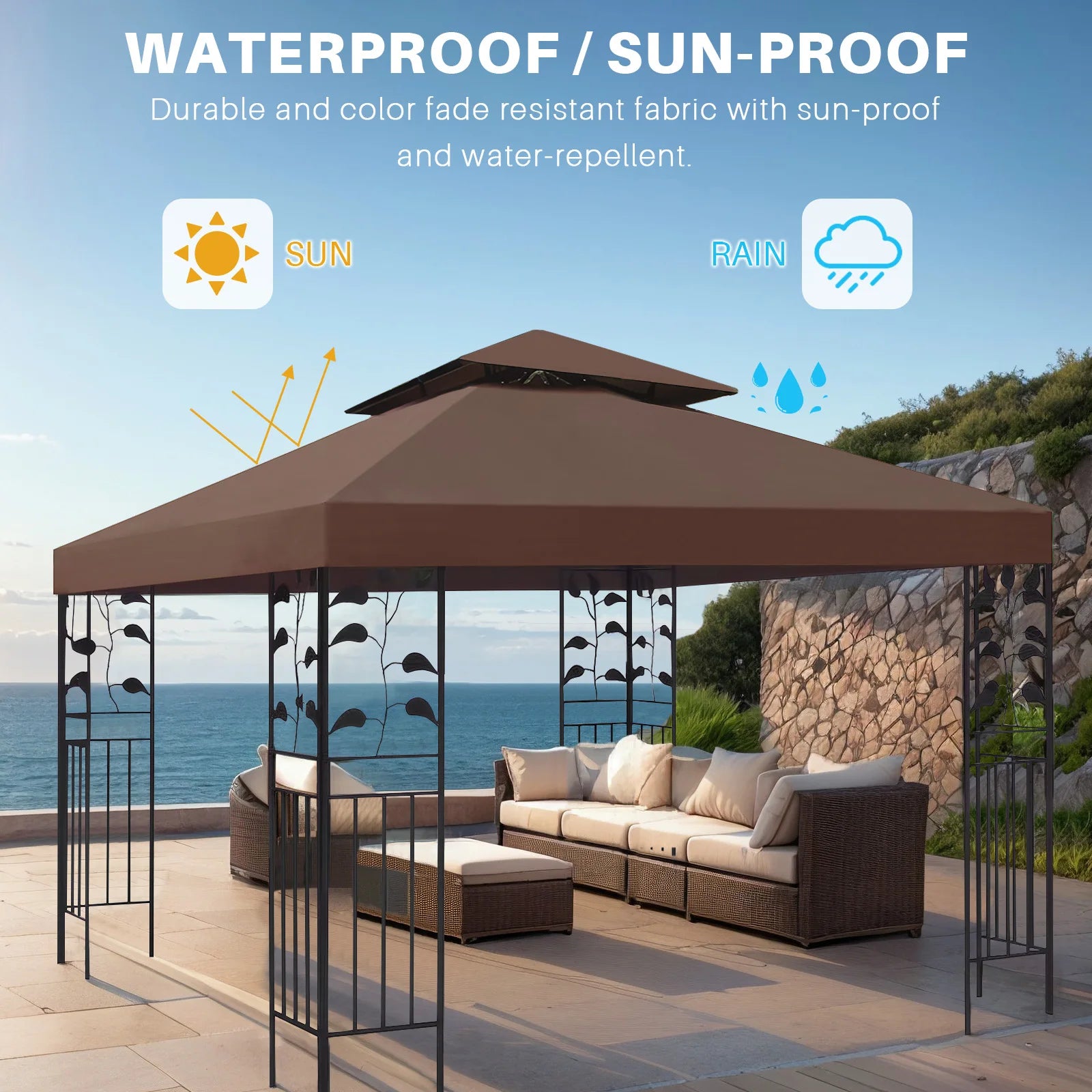 3x3m Çardak ve Veranda Gölgelik için Tente Üstü Yedeği