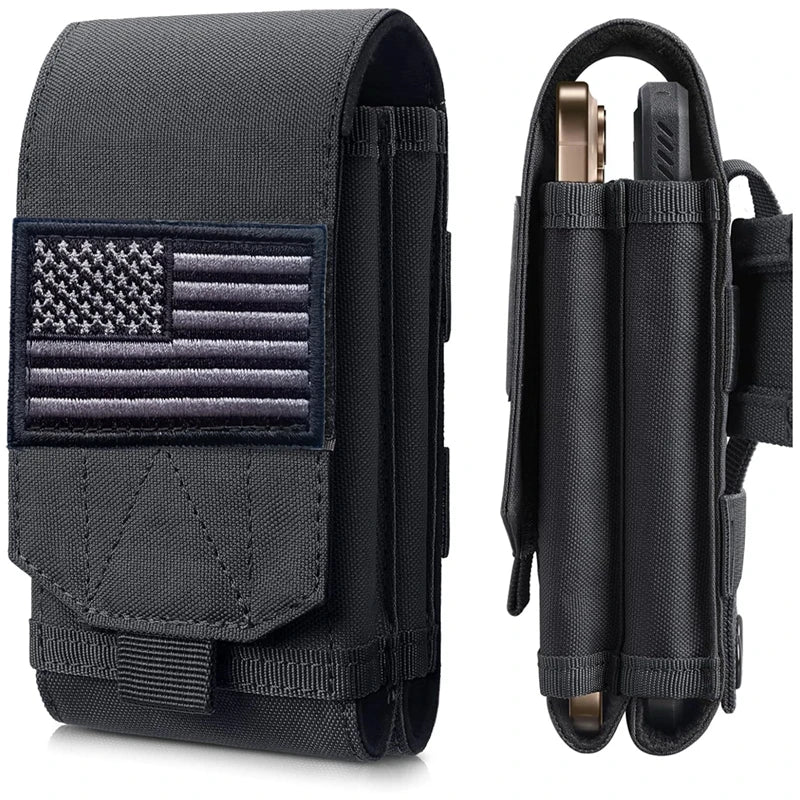 Dvojitý MOLLE laserové puzdro na telefón, taktické opasok EDC, puzdro na opasok, držiak, bedrové doplnky, taška Outdoor kempovanie, mobilný telefón, balíček