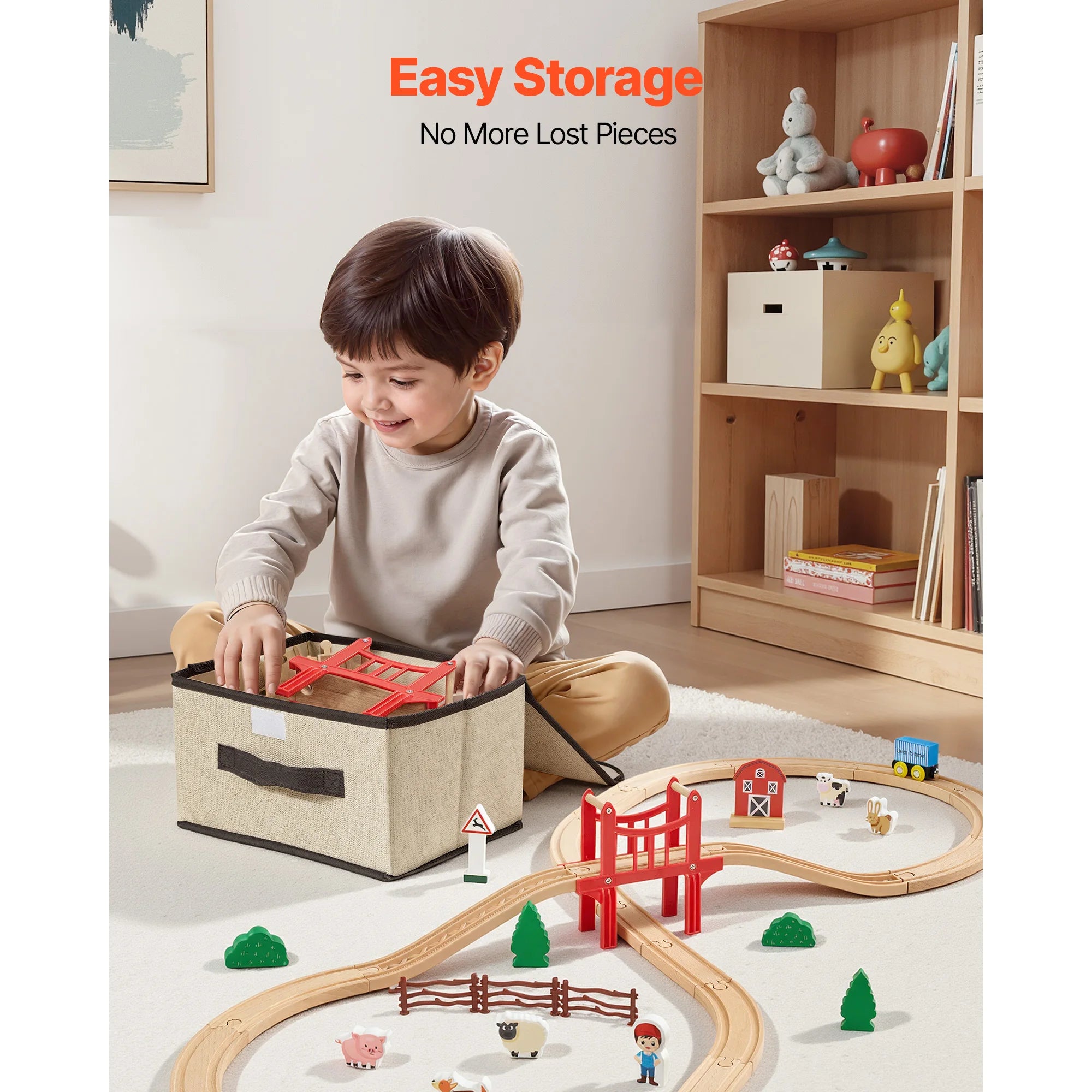 SucceBuy Dřevěná vlaková souprava 39 dílů Dřevěné koleje s magnetickými doplňky pro železnici od hlavních značek, hračka pro děti a batolata věkové 3–8 let