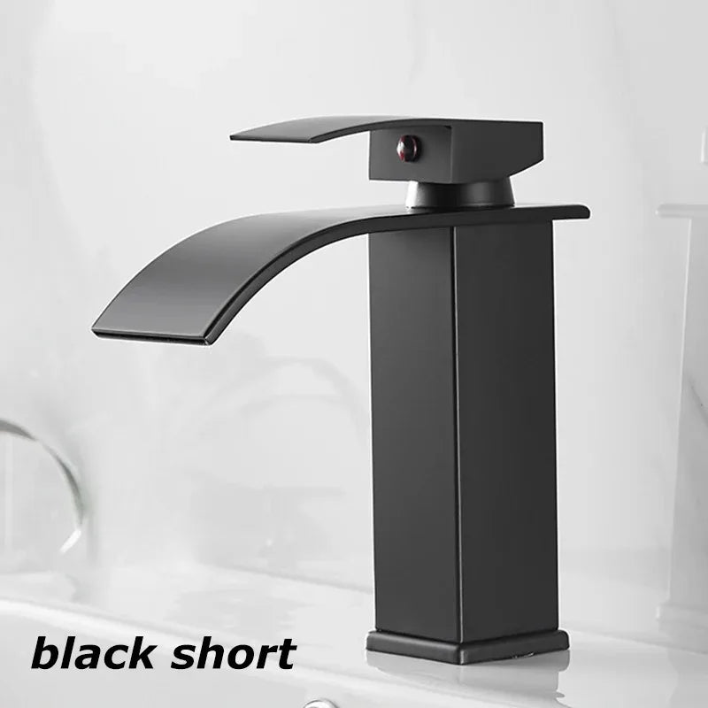 Waterfall Wash Basin Stainless Steel High And Low Faucet Black Hot And Cold Toilet Wash Basin Bathroom Home 