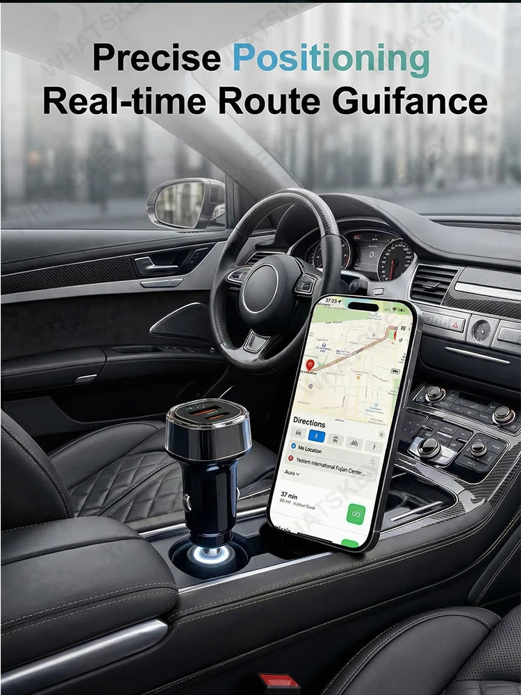 Car Charge GPS Locator Tracker 30W USB Phone Charger Fast Charging Type C QC3.0 Works with iOS Find My APP,Google,Android