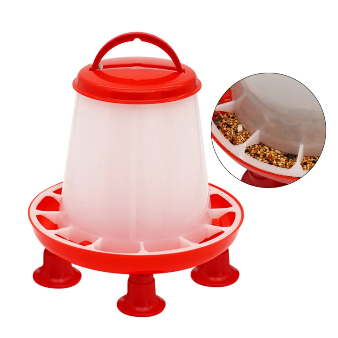 1.5kg Chicken Duck Feeder Bucket With Leg Poultry Food Fountain Chicken Chick Hen Lid Handle Feeding Watering Supplies 