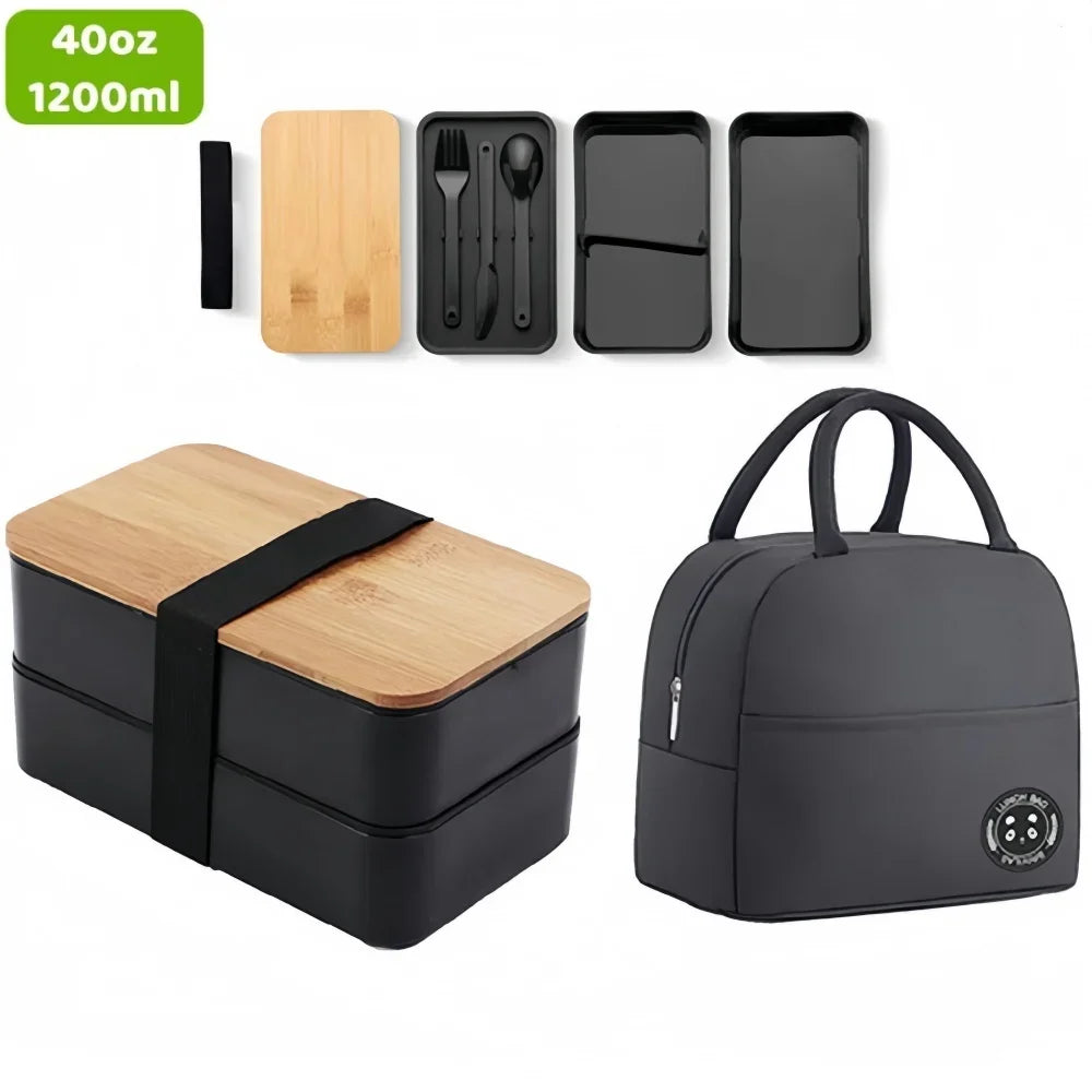 Two-Tier Bento Lunch Box, Set and Bag Options