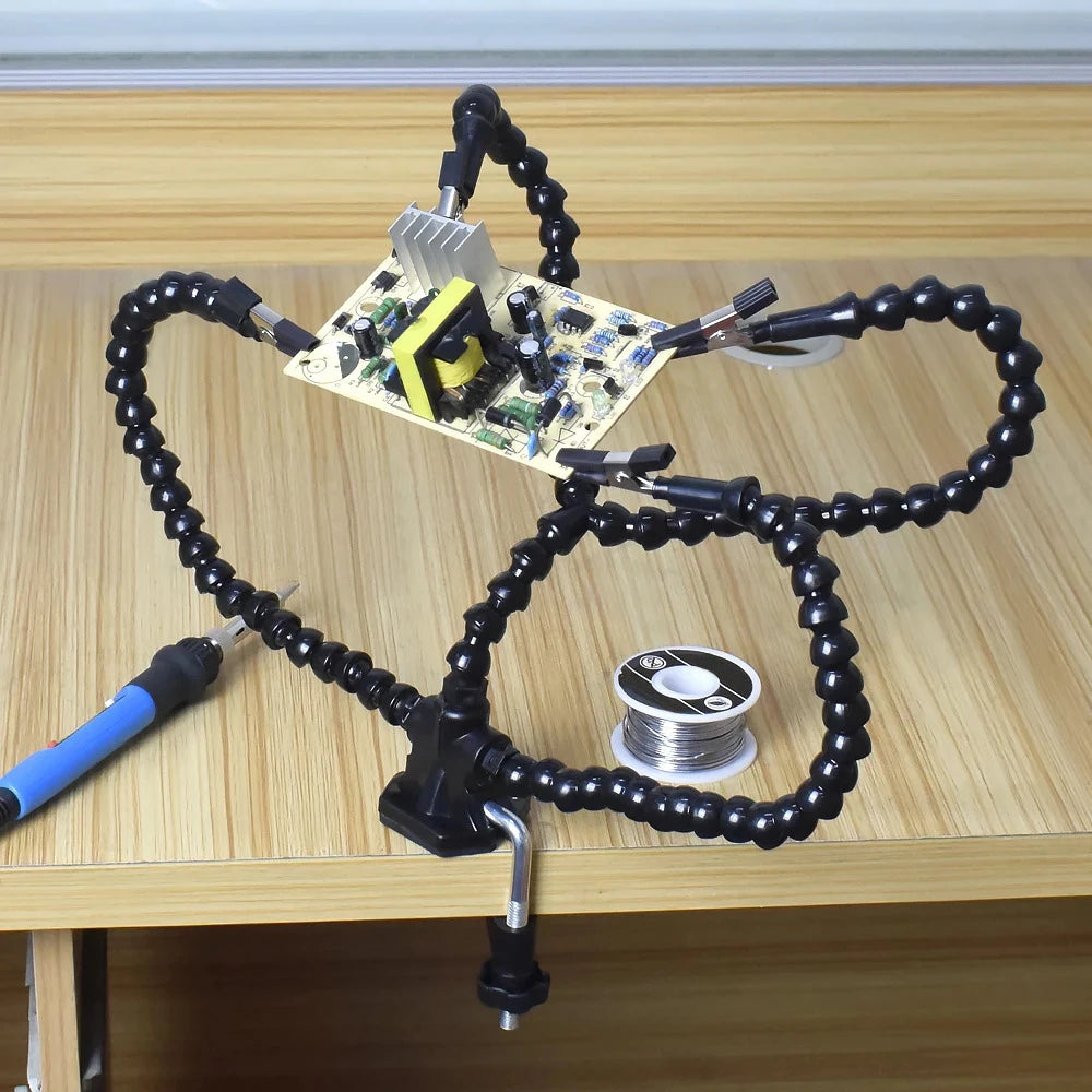 Soldering Third Hand with Flexible Arms and Desk Clamp Base