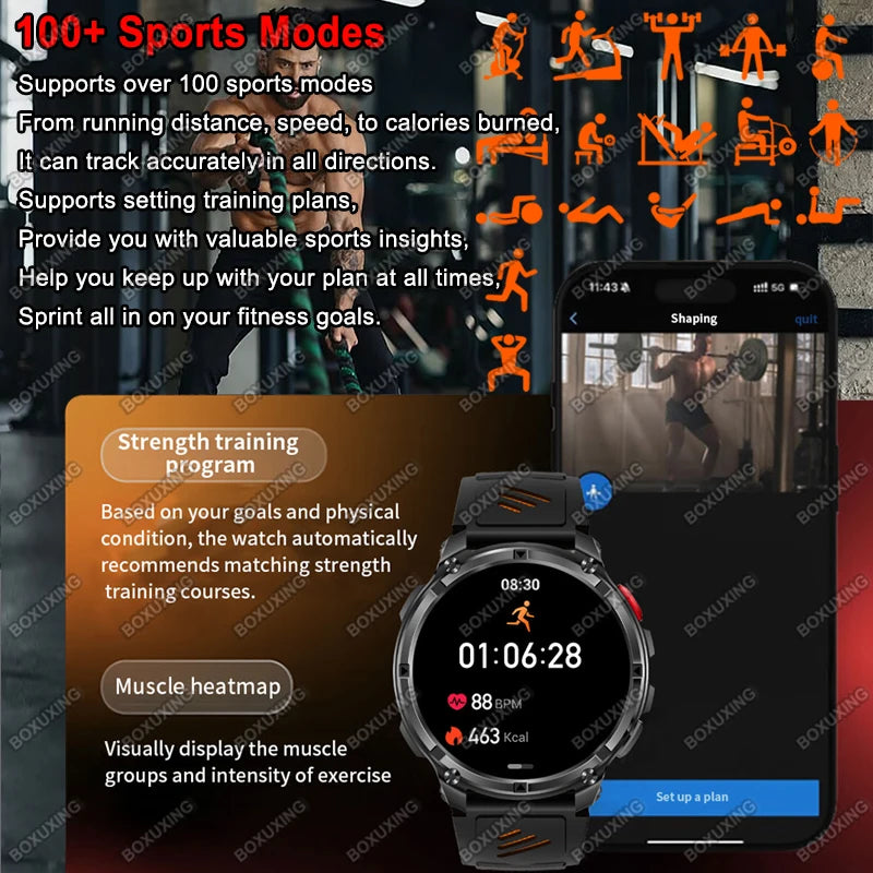 Smartwatch con chiamata Bluetooth all'aperto con bussola e GPS collegato al telefono