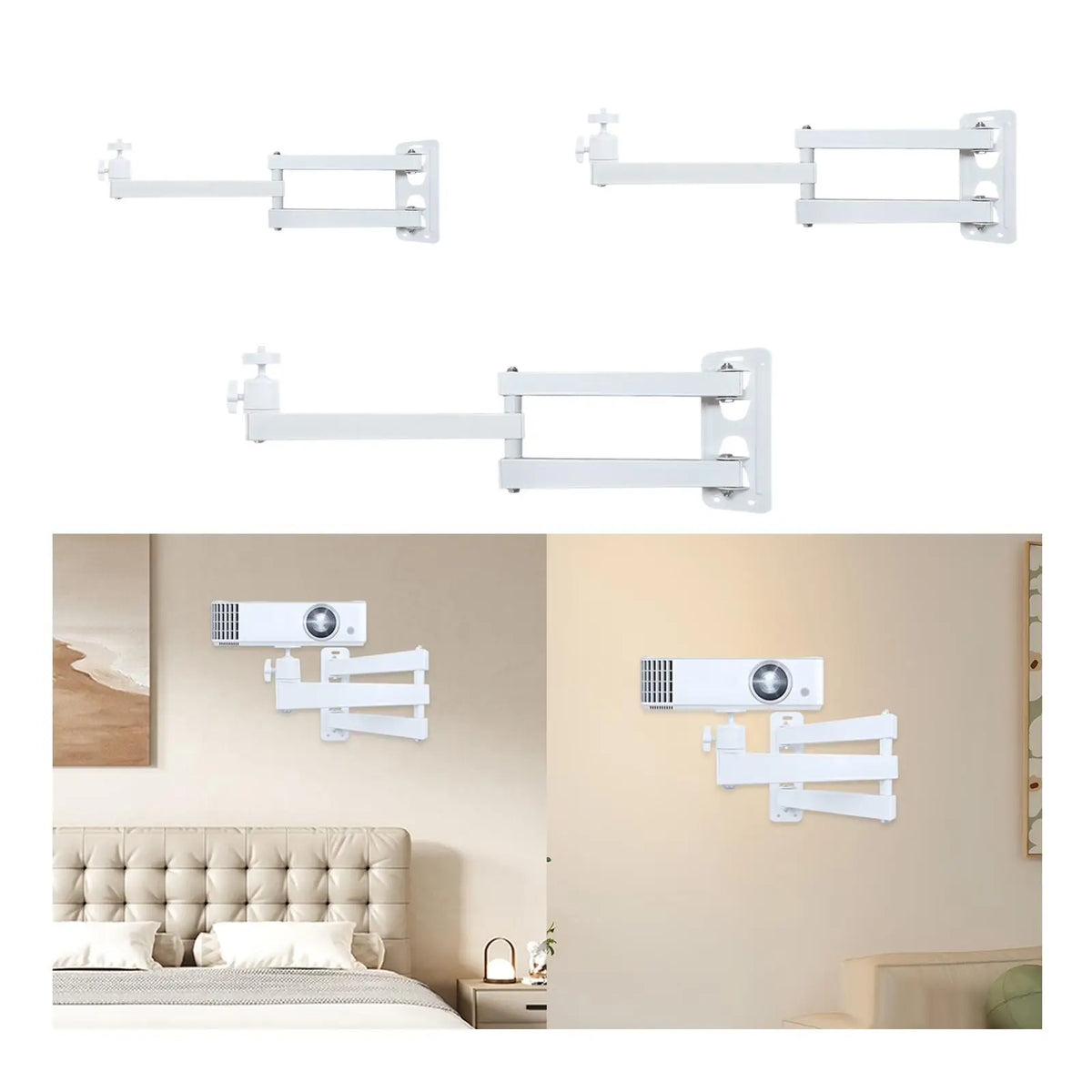 Projector Wall Mount Bracket Heavy Duty 360° Rotatable Universal Foldable Projector Shelf with 1/4" Ball Head for Office Home