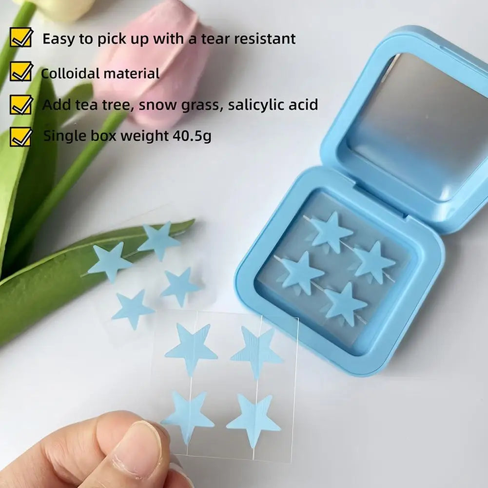 Blue & Yellow Stars Hydrocolloid Acne Patches with Mirror Storage Box