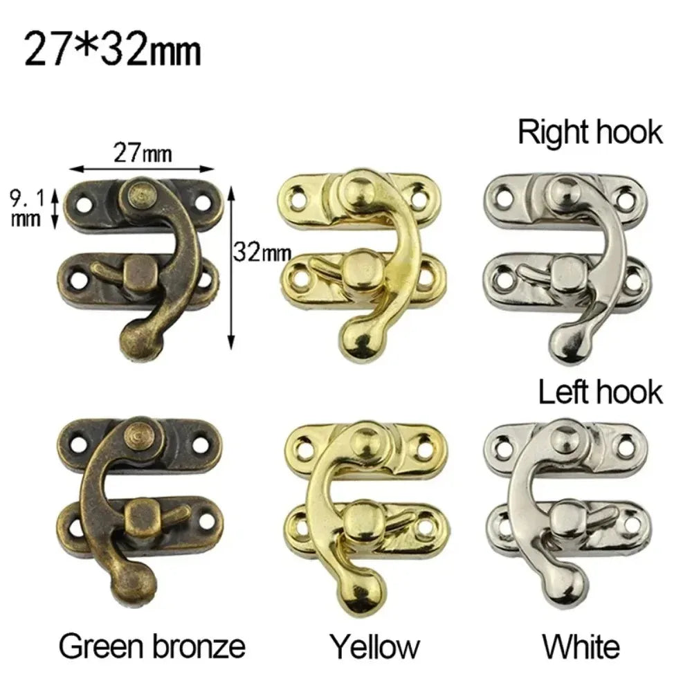 10STK/Beutel Vintage-Metallhardware Möbel Holzbox Lederbeutel Hardware dekorative Verschluss- Riegel- Schnappverschluss Schloss Vorhängeschloss Haken mit Schrauben