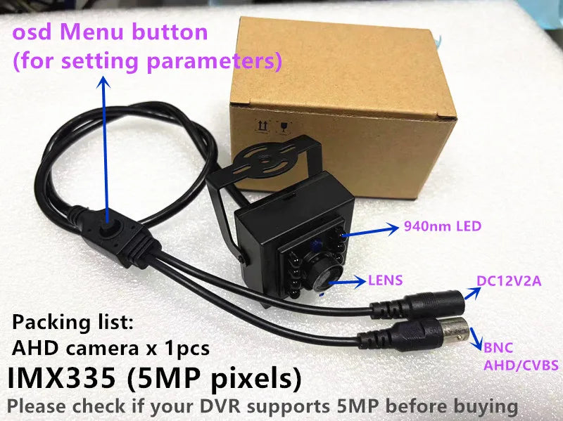 IMX335 / IMX290 / IMX307 Night Vision IRCUT Mini AHD Camera