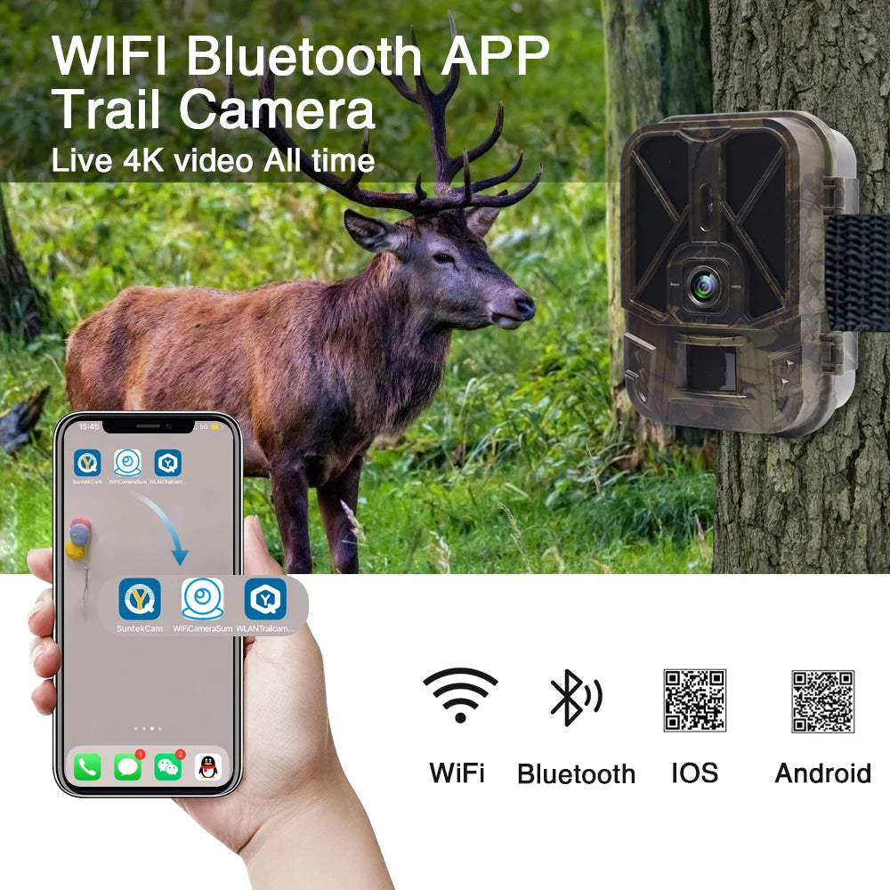 4K  30MP Live Stream WiFi Trail Camera  APP Bluetooth Hunting Cameras With 10000mAh Li-Battery Night Vision WiFi940PROLI 