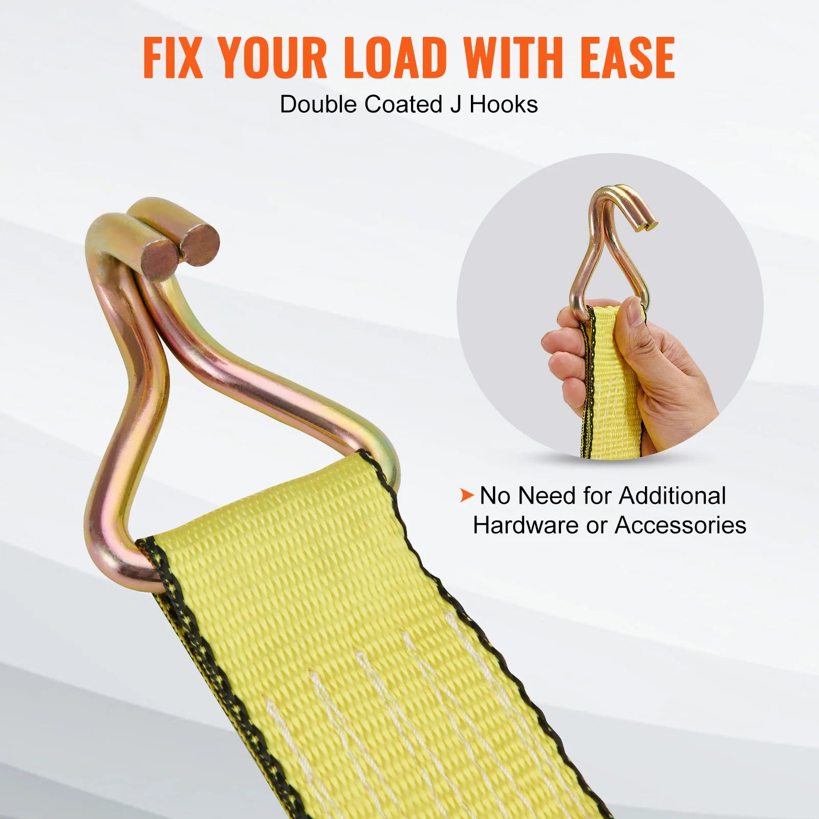 Ratchet Tie Down Straps 4-Pack 10000 lb Break Strength Double J Hooks