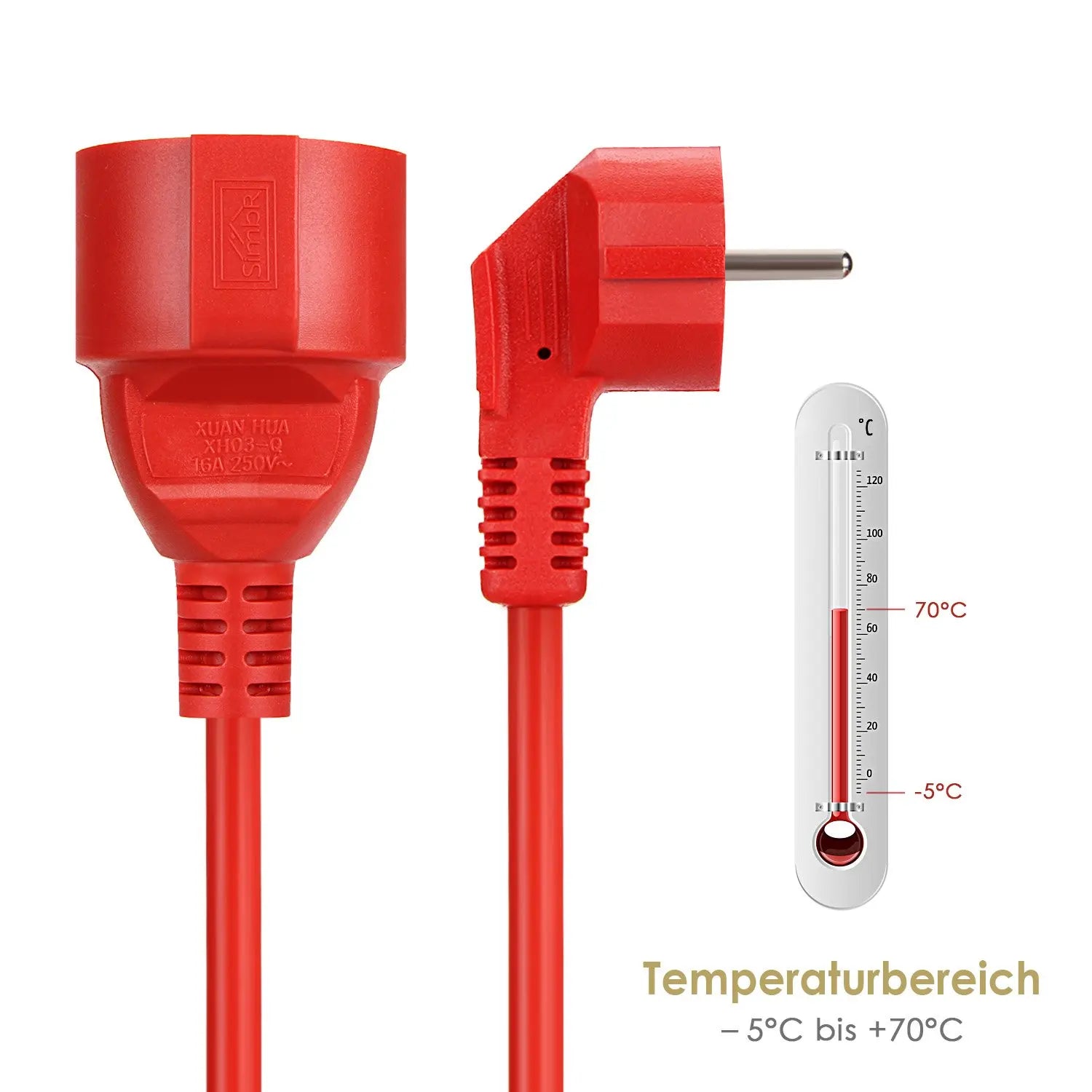 Power Strip Extension Cord 5/10/20m Cable 16A EU Outlets 4000w Electric Schuko 1.0mm Red Indoor Outdoor Plug Sockets Engineering 