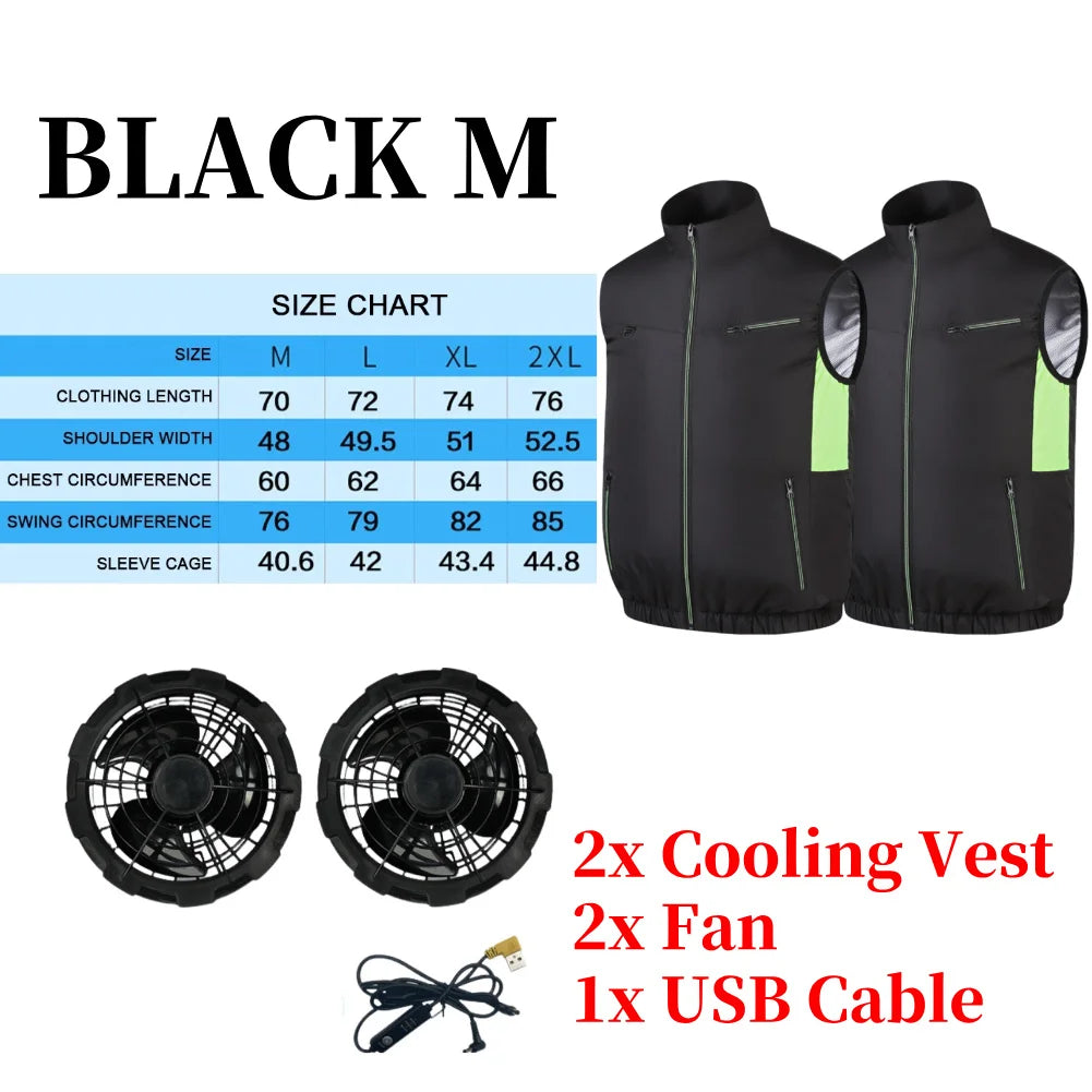 Cooling Vest Ice Fan Vest Heat Resistant for Summer Camping Fishing Hot Weather Work Fishing Vest Hiking Air-conditioned Clothes 