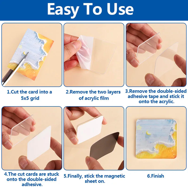 Magnet frigorific pătrat vidat, 5x5 cm, set DIY confecționare magneți