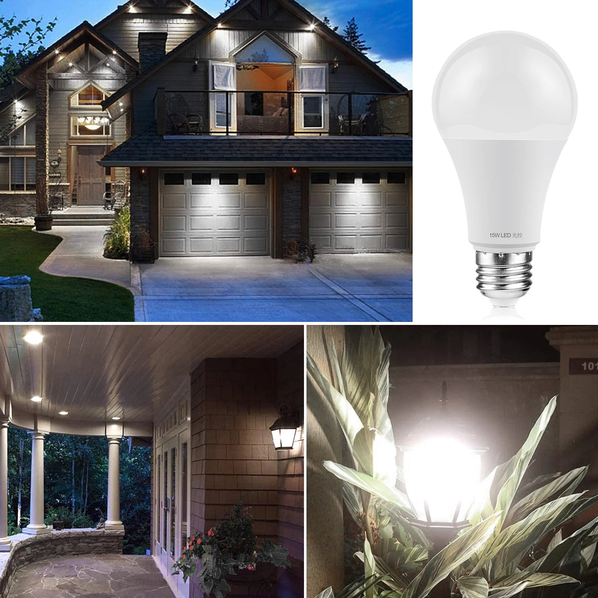 LED Dusk to Dawn Bulb, E27, 12 W or 15 W, Cool White
