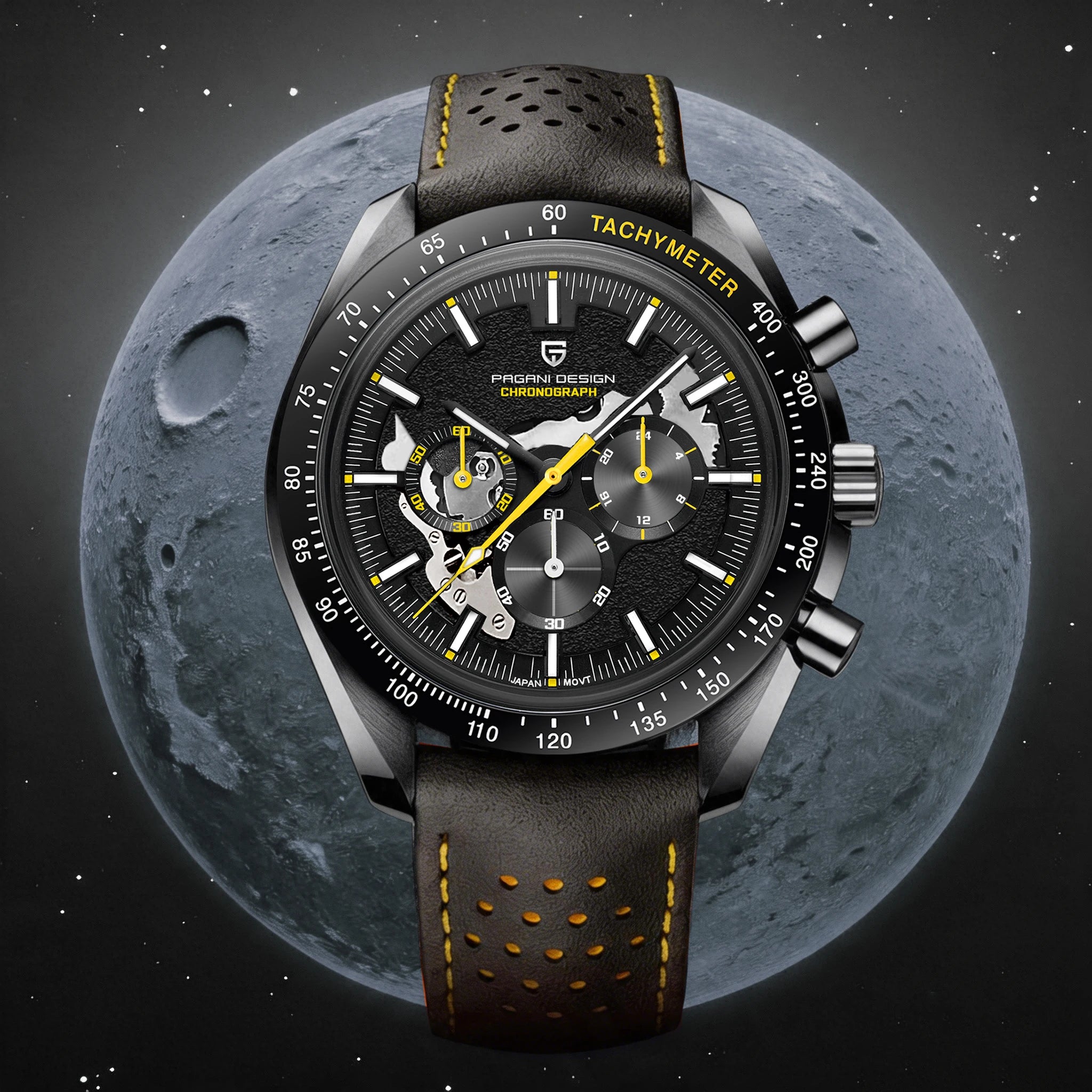 Orologio Cronografo Pagani Design Moon Dark AR Zaffiro 100M