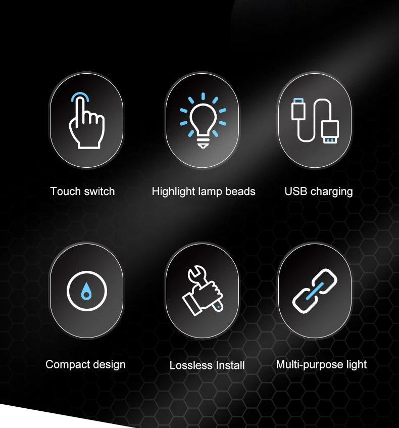 LED Touch Light Mini Wireless Car Interior Lighting Auto Roof Ceiling Reading Lamp for Trunk Storage Box USB Charging 