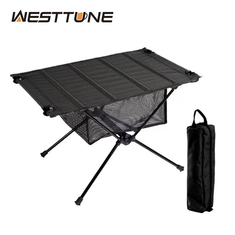 Camping Folding Table with Aluminum Alloy Frame and Roll-Up Top