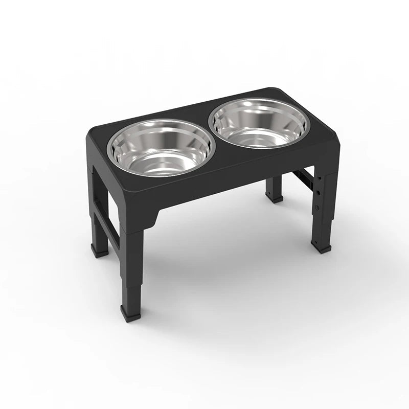 BOOTEELY Elevated Dog Feeder Bowls Adjustable Raised Stand with Double Stainless Steel Food Water Bowls Small Medium Large Dogs 