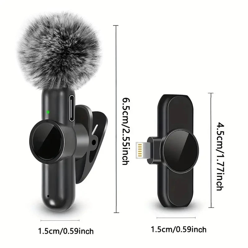 Wireless Clip-On Lavalier Microphone Set with Wind Covers