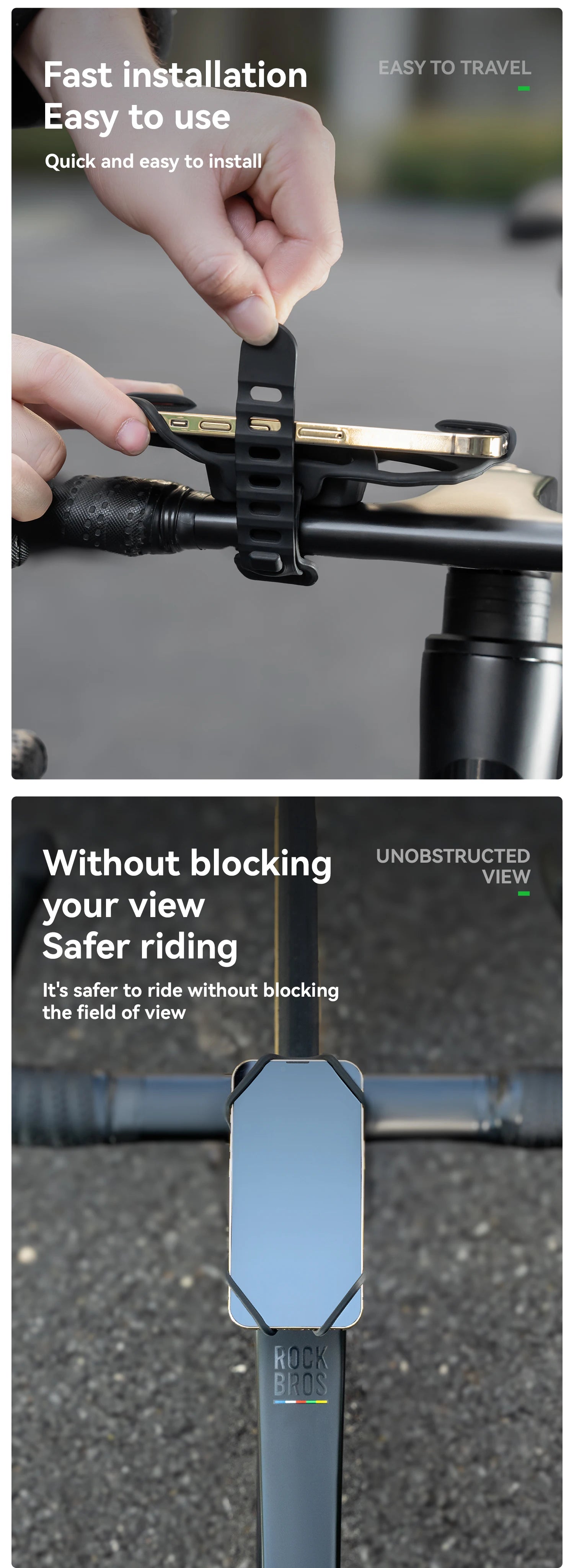 Bicycle Phone Mount Silicone Quick Release Handlebar Holder