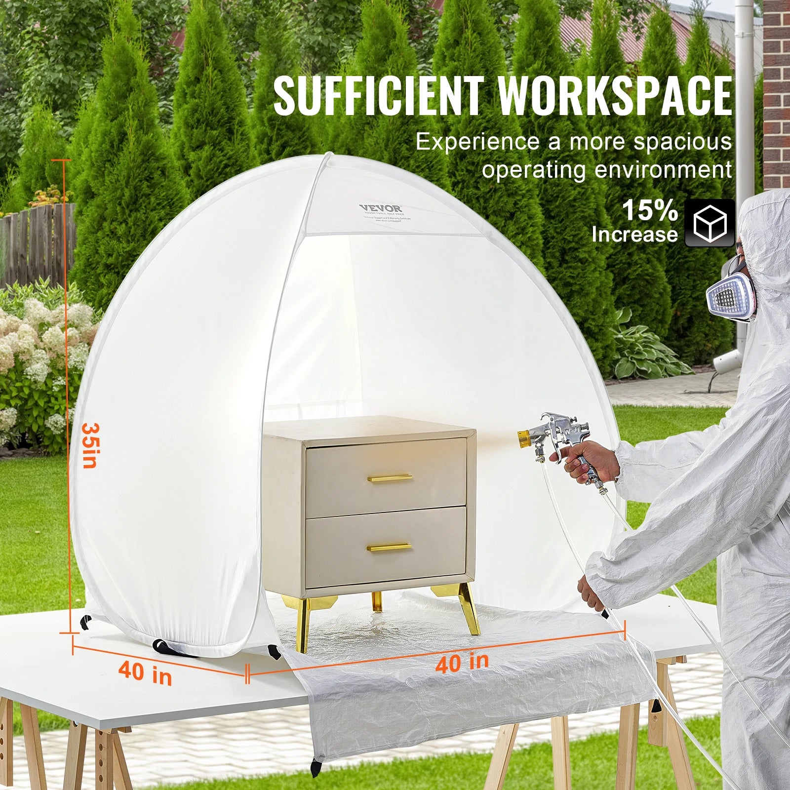 Portable Spray Paint Tent 40x35x40in Pop-Up Shelter with Exhaust