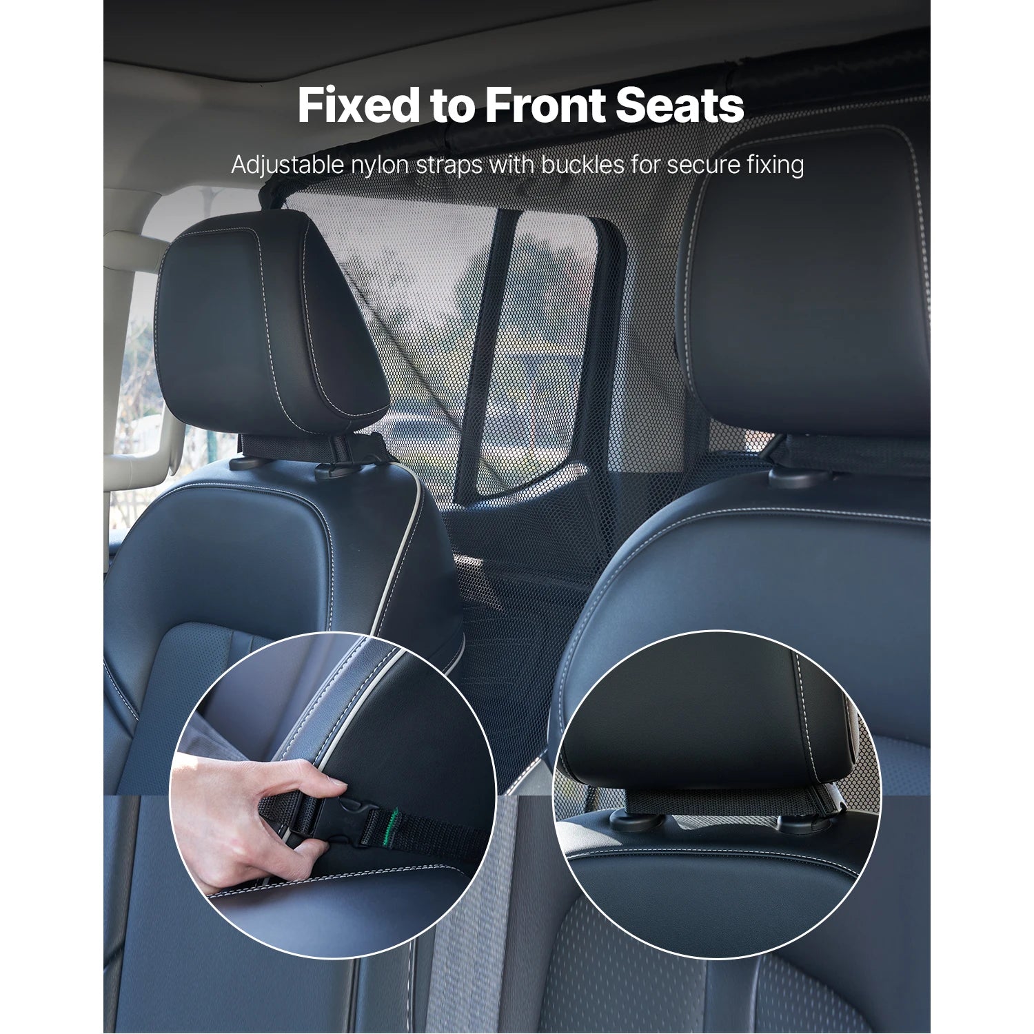 Dog Car Barrier for Front Seats with Mesh Net Universal Fit