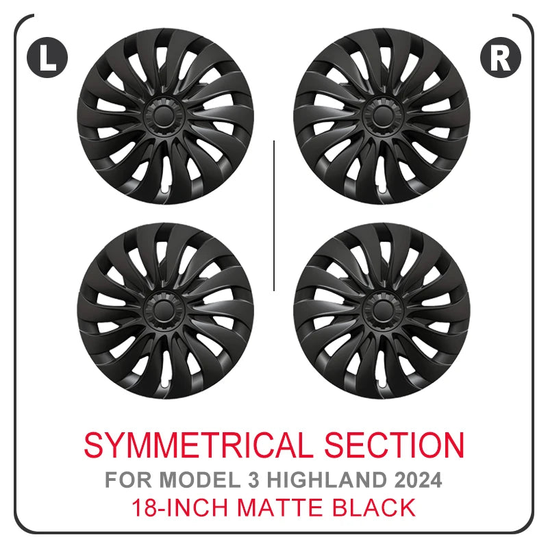 4PCS Tesla Model 3 Highland 18" Wheel Cover Hubcaps Turbine Style