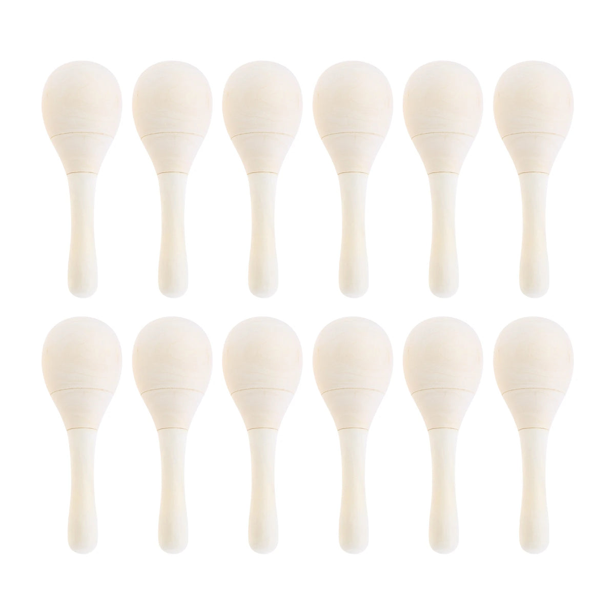 12 Unfinished Mini Wooden Maracas