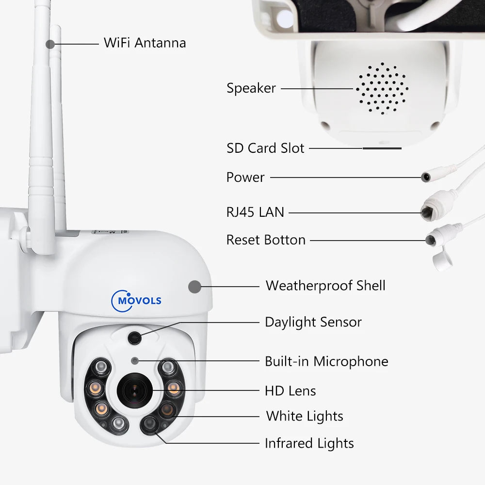 Wireless CCTV System PTZ Security Camera Kit with Two-Way Audio