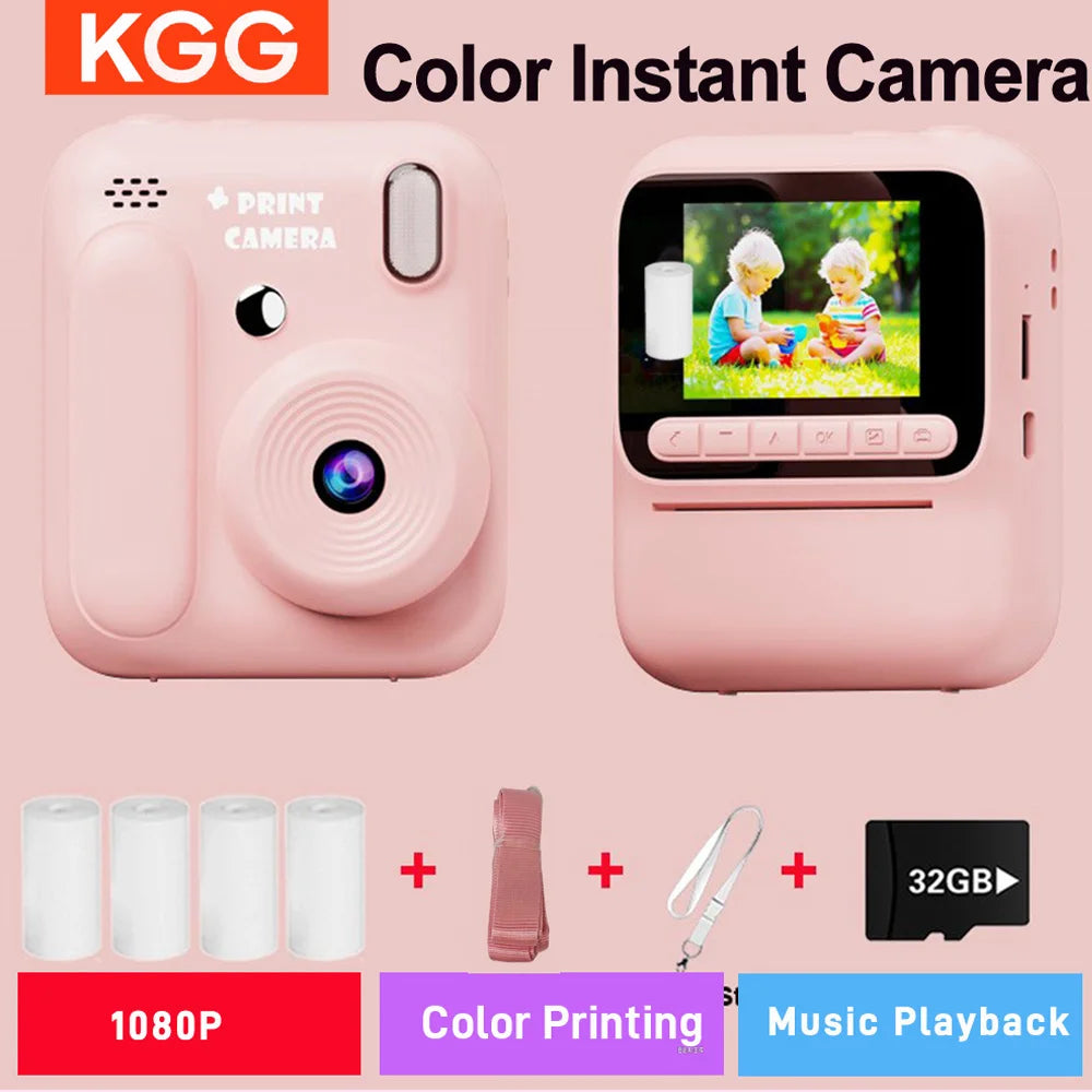 Kids Instant Color Printing Camera 32GB 1080P