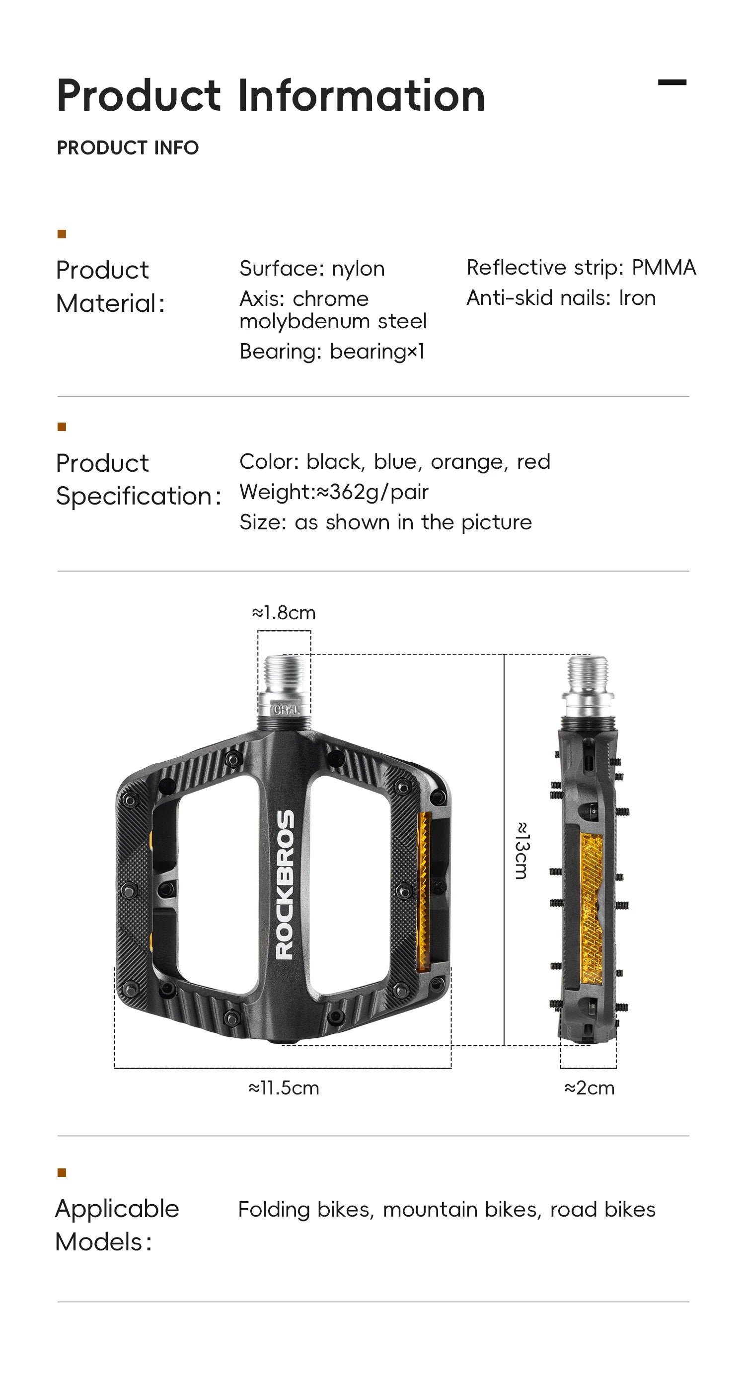 Lightweight Non-Slip Bike Pedals with Sealed Bearings for All Bikes
