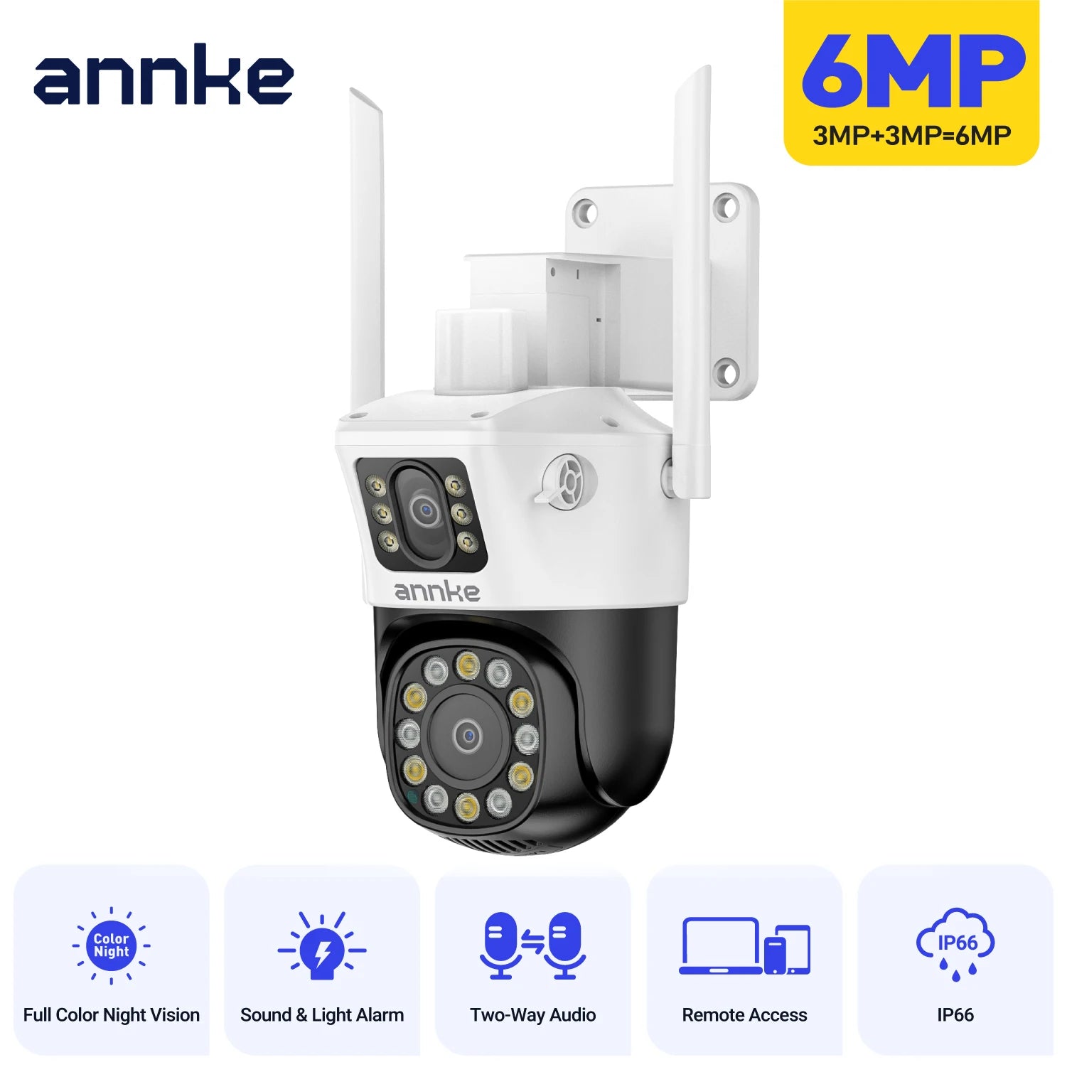 ANNKE 6MP Dual-Lens Outdoor WiFi PT Security Camera