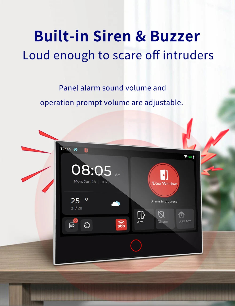 Tugard Bežični kućni sigurnosni alarm sustav 4G, WiFi GSM, 7-inčni IPS zaslon u boji, Tuya Smart App daljinsko upravljanje, kućni anti-kradni sigurnosni sustav