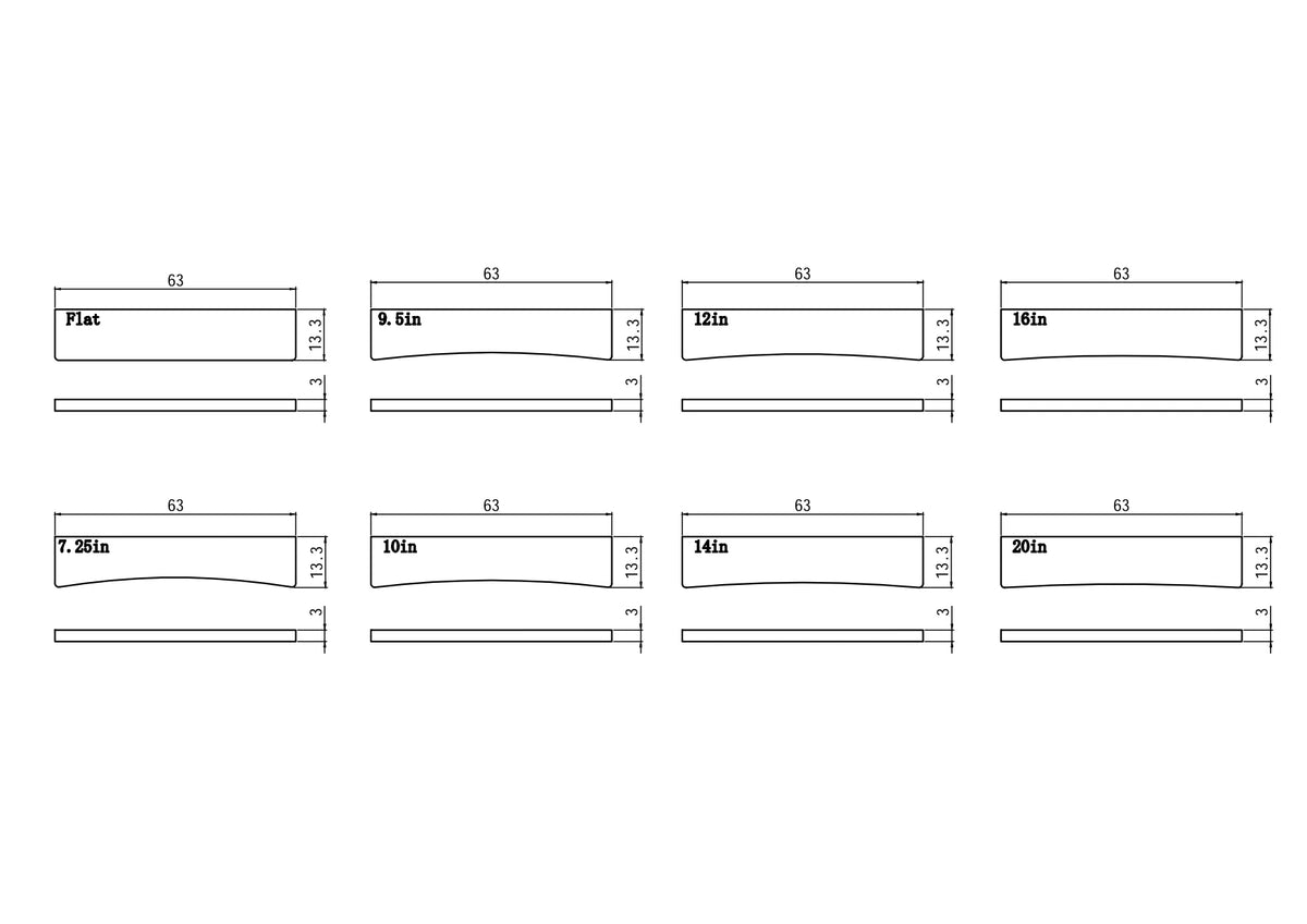 Guitar Fret Press Caul Inserts — Radius & Flat Options