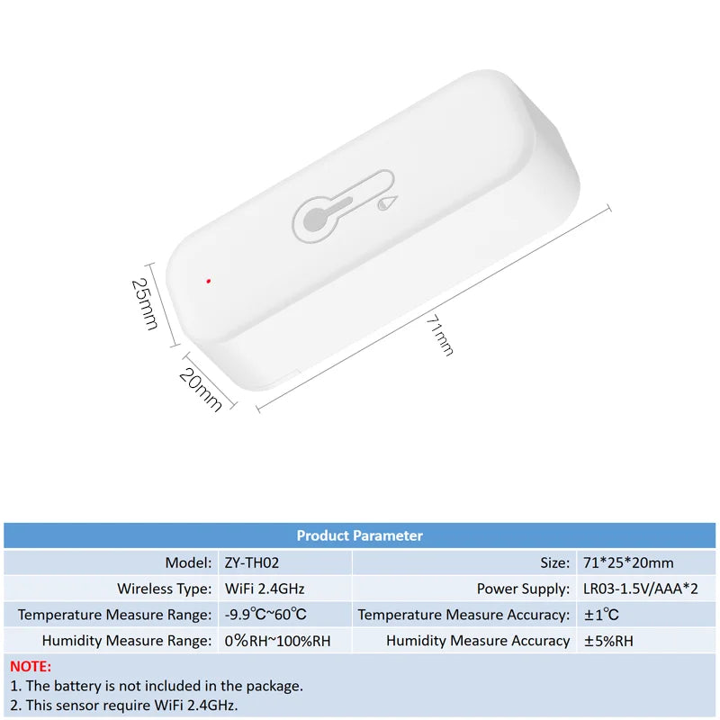Tuya WiFi Temperature and Humidity Sensor For Smart Home Thermometer Hygrometer APP Remote Control Work with Yandex Alexa