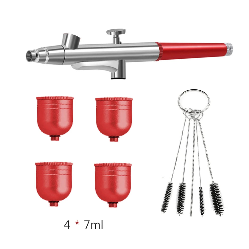 Airbrush Spray Gun for Painting Nails Modeling Crafts Cake Mini Spray Gun 0.3mm Nozzles Portable Airbrush Gun with Cleaning Kit 