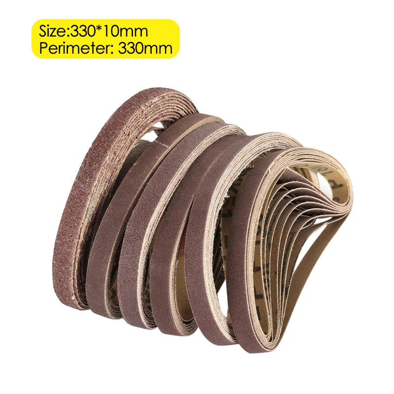 330 x 10mm Sanding Belts, 120-Piece Mixed-Grit Set