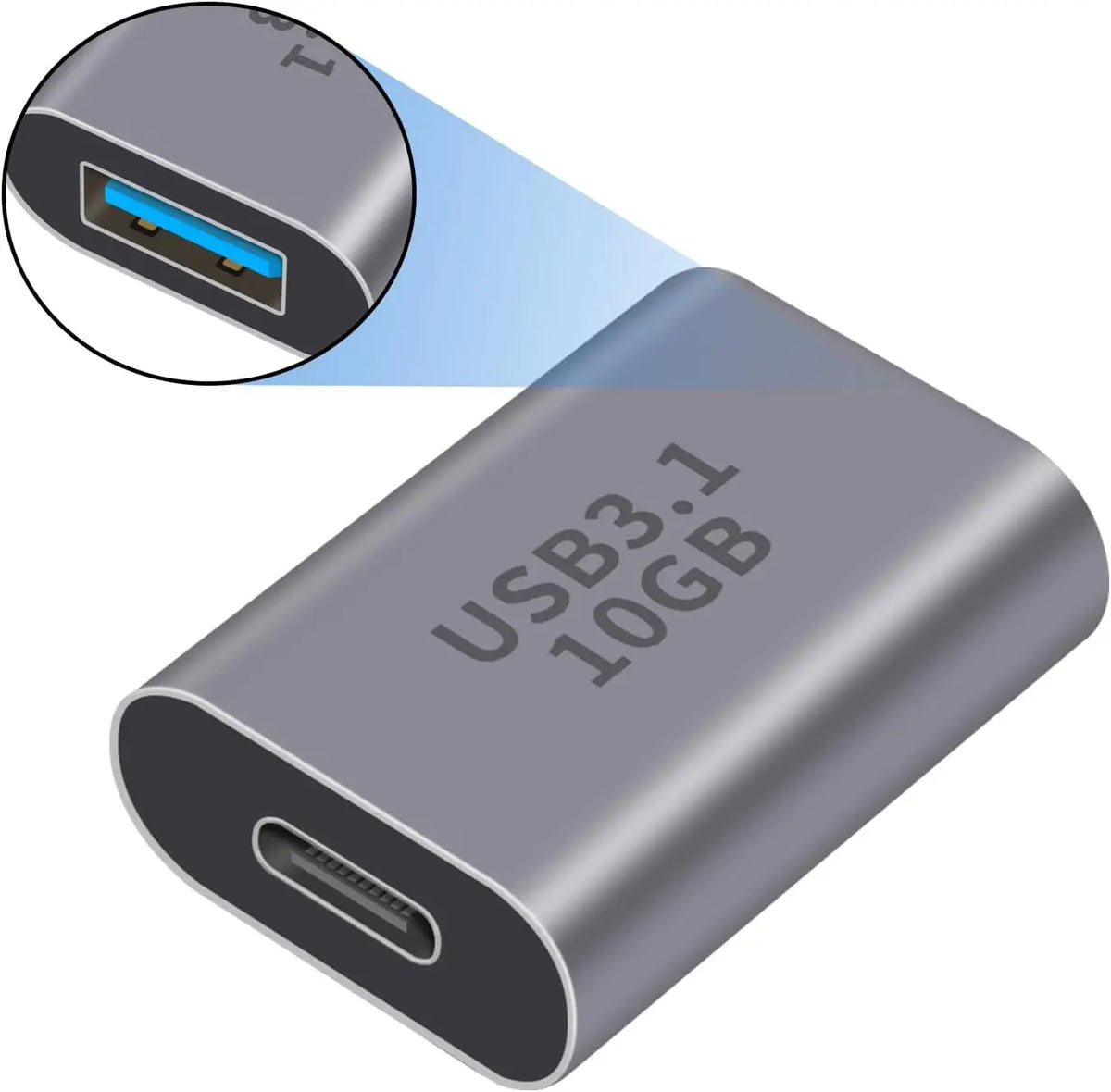 USB-C-Buchse auf USB-Buchse Adapter 3.1 Gen 2, USB-A-auf-USB-Typ-C-Adapter, beidseitig, 10 Gbit/s, unterstützt Datensynchronisierung und Aufladen