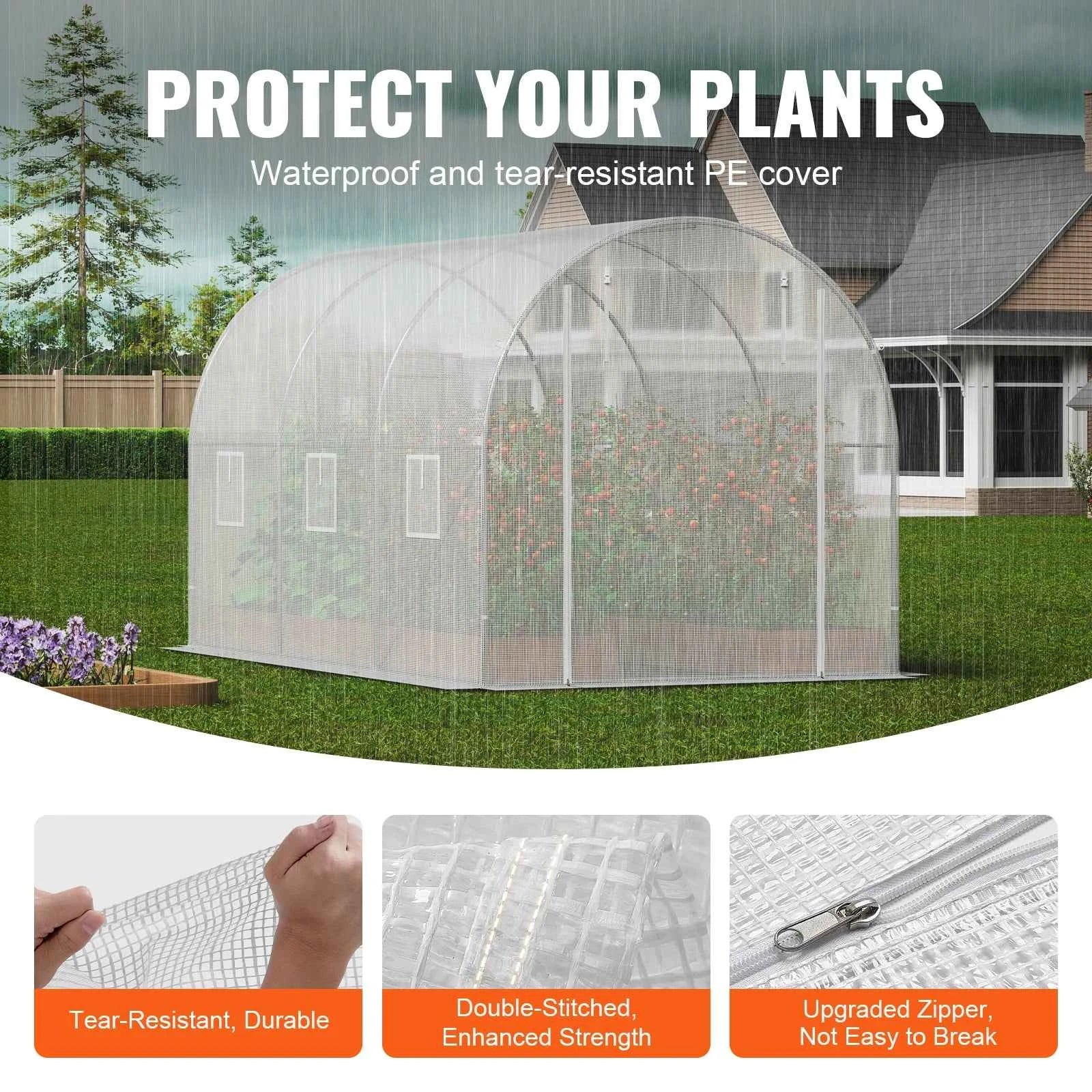 Walk-In Tunnel Greenhouse with Galvanized Steel Frame and PE Cover